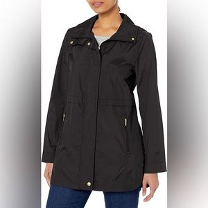 Cole Haan Packable Rain Jacket in Black, Petite XS